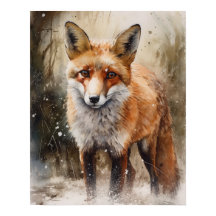 Poster de impresión de arte animal de Red Fox Wood