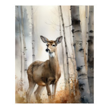 Poster de impresión de arte animal de Woodland Whi