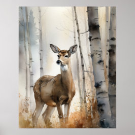 Poster de impresión de arte animal de Woodland Whi