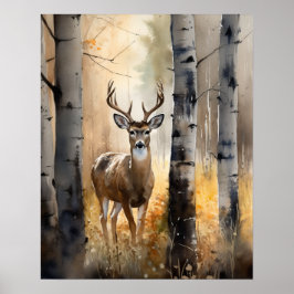 Poster de impresión de arte animal de Woodland Whi