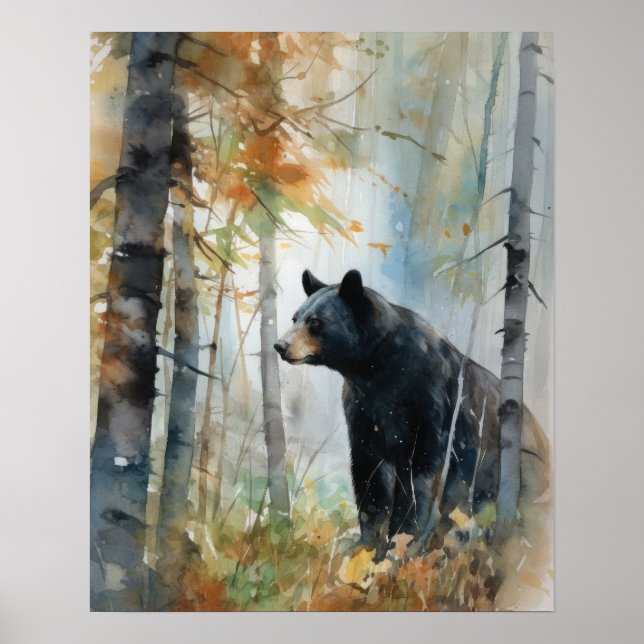 Poster de impresión de arte animal en Woodland Bla (Frente)