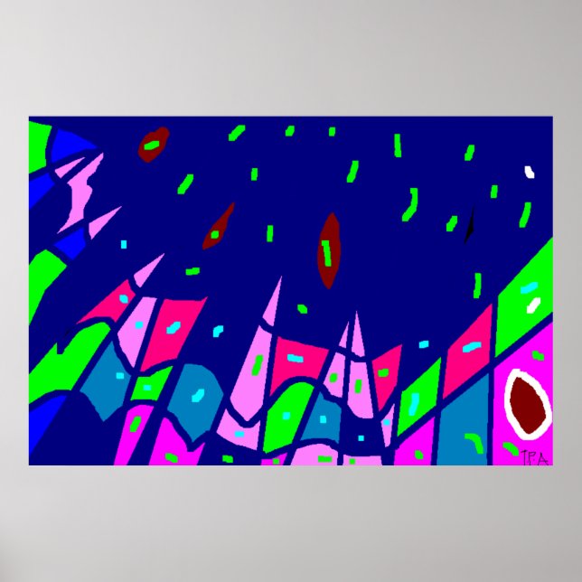 Poster de impresión de arte azul (Frente)