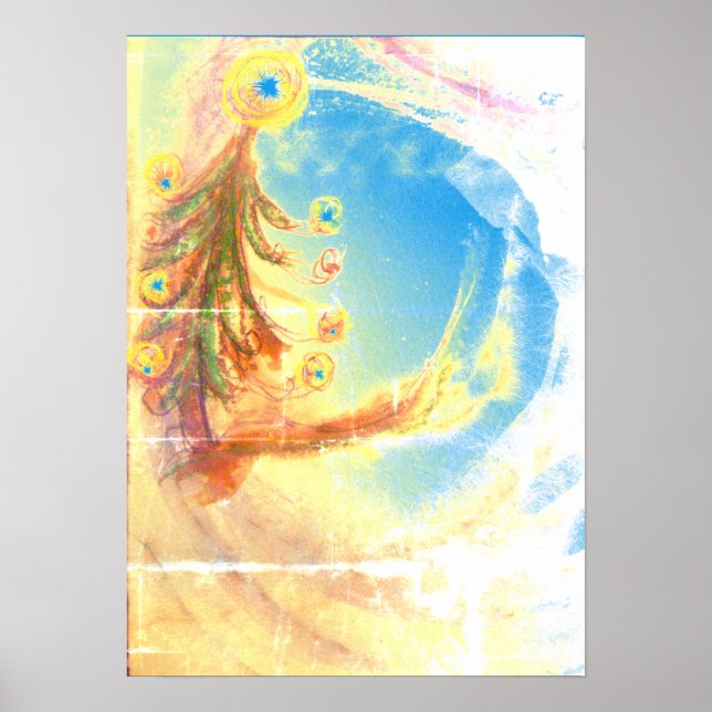 Poster de impresión de arte azul del árbol de Navi (Frente)