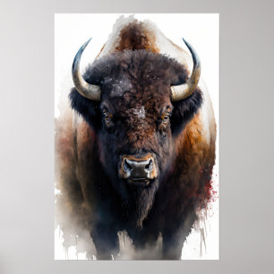 Poster de impresión de arte búfalo occidental