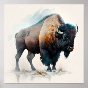 Poster de impresión de arte búfalo occidental