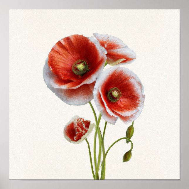 Poster de impresión de arte con flores de amapola  (Frente)