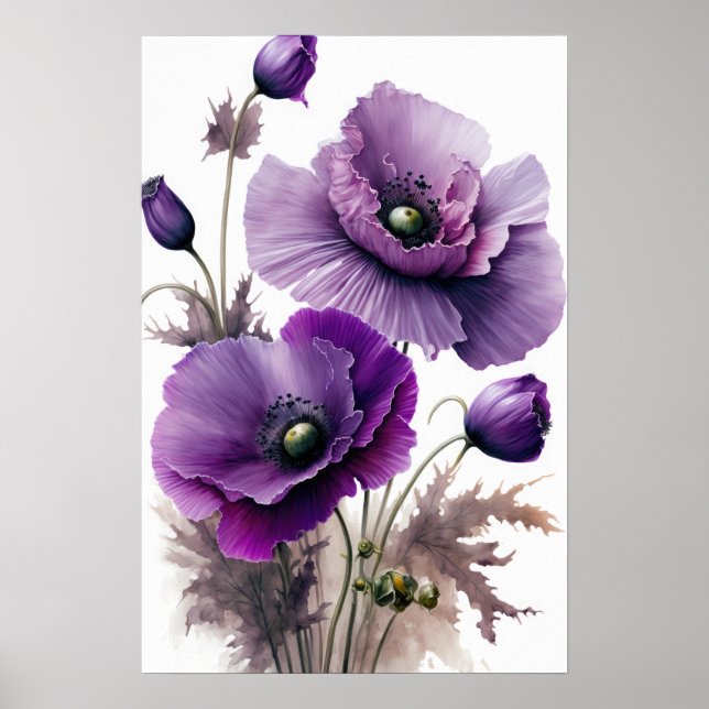 Poster de impresión de arte con flores de amapola  (Frente)