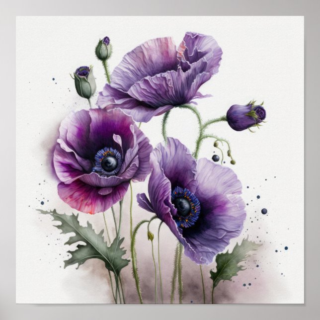 Poster de impresión de arte con flores de amapola  (Frente)