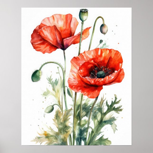 Poster de impresión de arte con flores de amapola  (Frente)