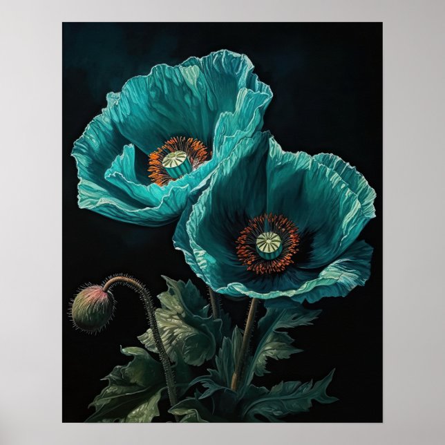 Poster de impresión de arte con flores de amapola  (Frente)