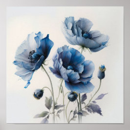 Poster de impresión de arte con flores de amapola 