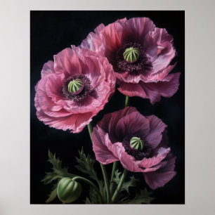 Poster de impresión de arte con flores de amapola