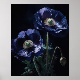 Poster de impresión de arte con flores de amapola 