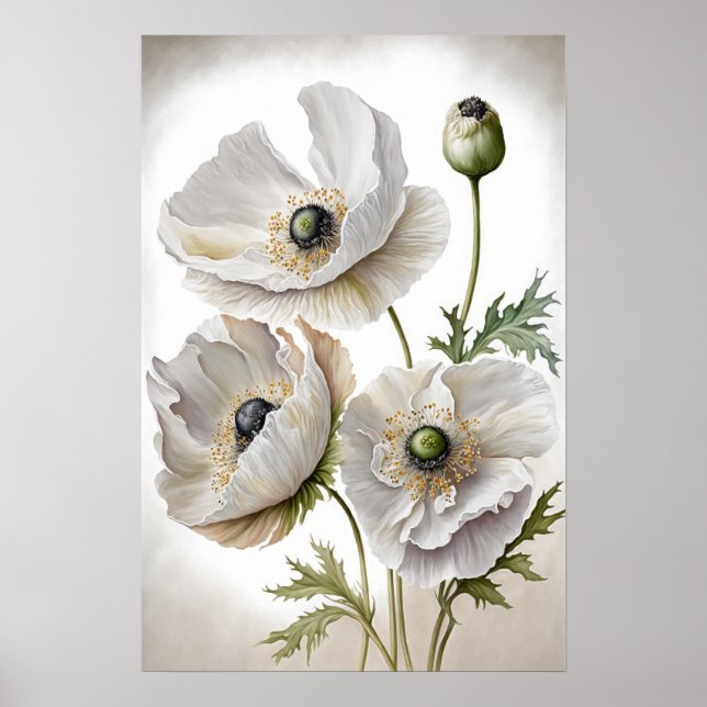 Poster de impresión de arte con flores de amapola  (Frente)