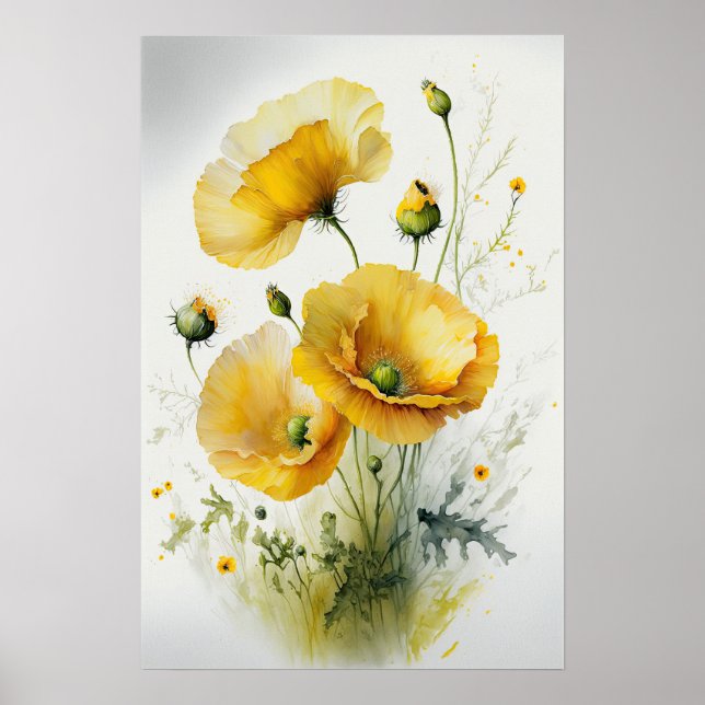 Poster de impresión de arte con flores de amapola  (Frente)