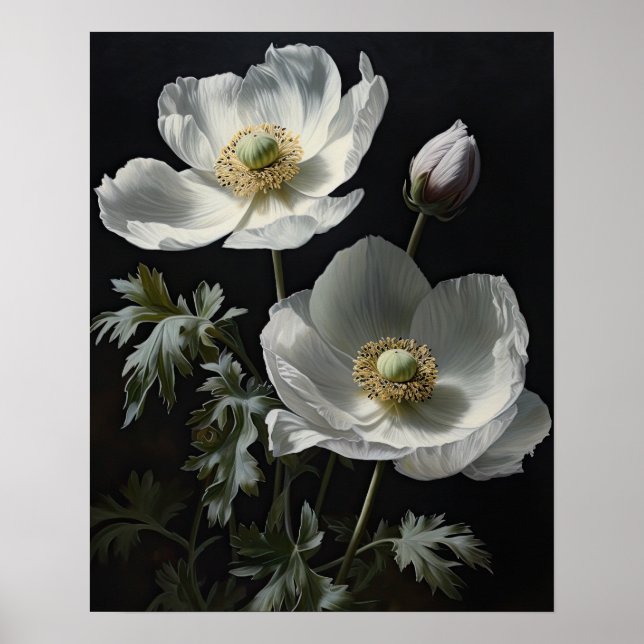 Poster de impresión de arte con flores de anémona  (Frente)