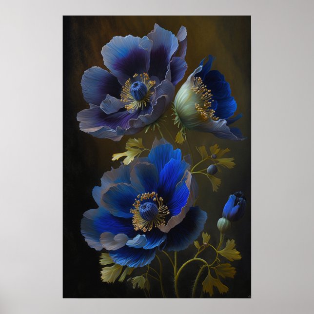 Poster de impresión de arte con flores de anémona  (Frente)