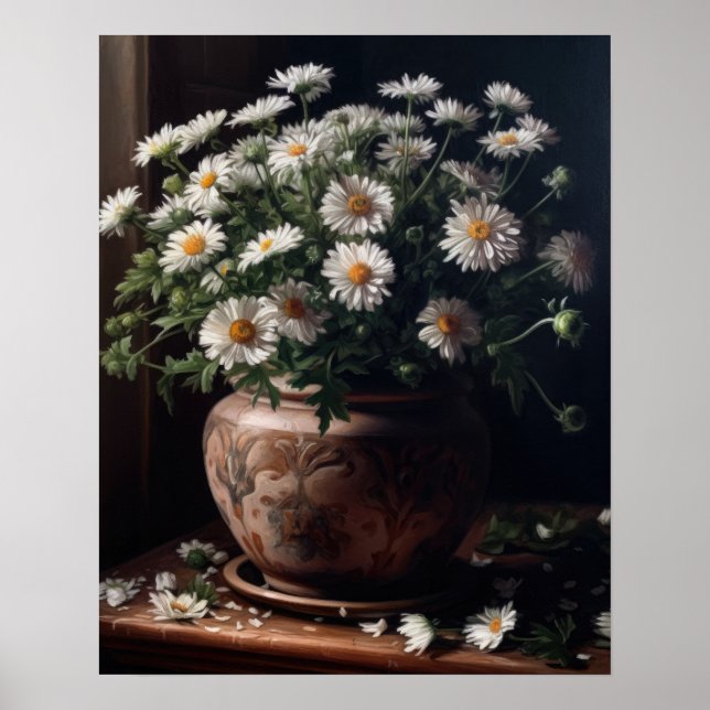 Poster de impresión de arte con flores de aster bl (Frente)
