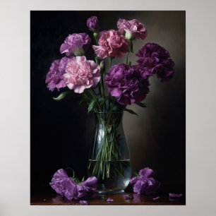 Poster de impresión de arte con flores de carnació