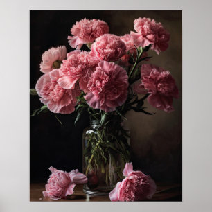 Poster de impresión de arte con flores de color ro
