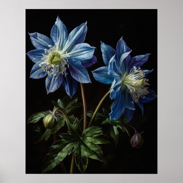 Poster de impresión de arte con flores de columna  (Frente)