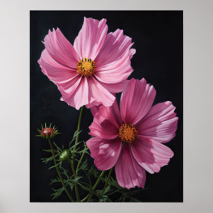 Poster de impresión de arte con flores de cosmos r