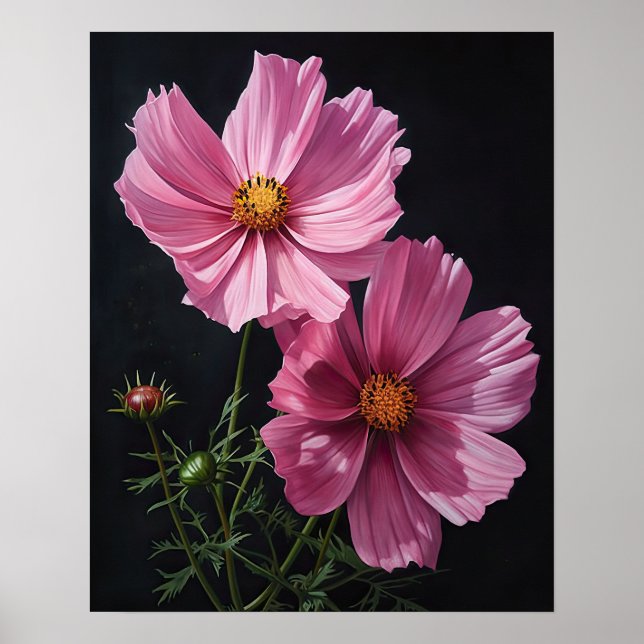 Poster de impresión de arte con flores de cosmos r (Frente)