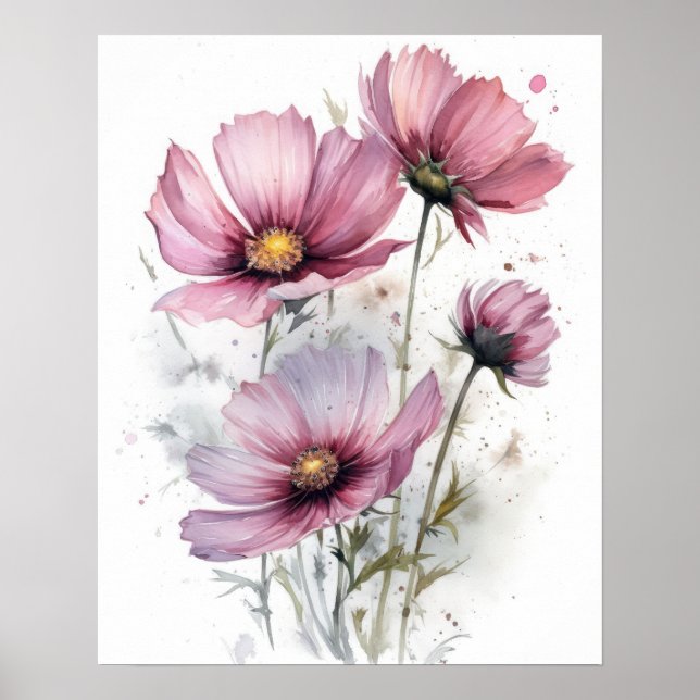 Poster de impresión de arte con flores de cosmos r (Frente)