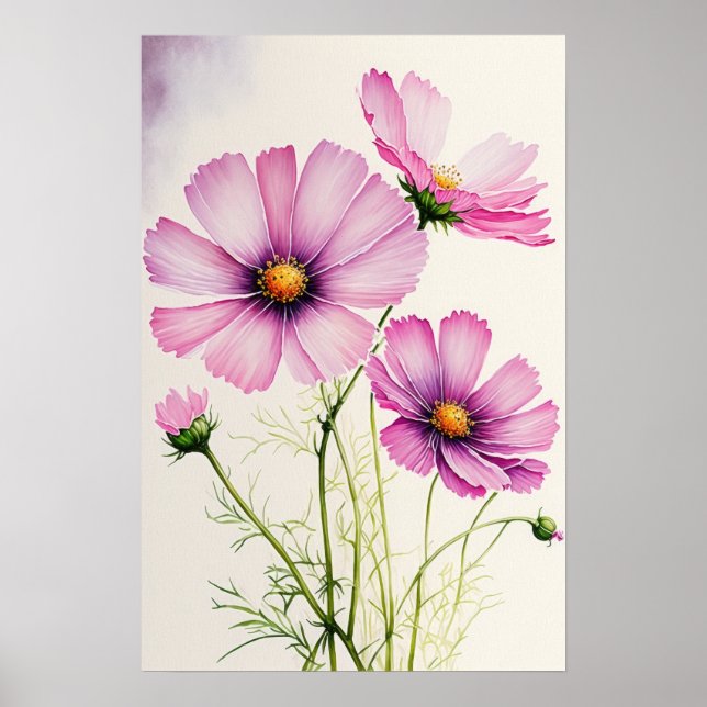 Poster de impresión de arte con flores de cosmos r (Frente)