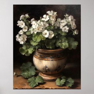 Poster de impresión de arte con flores de geranio 