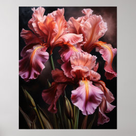 Poster de impresión de arte con flores de iris ros
