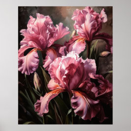 Poster de impresión de arte con flores de iris ros