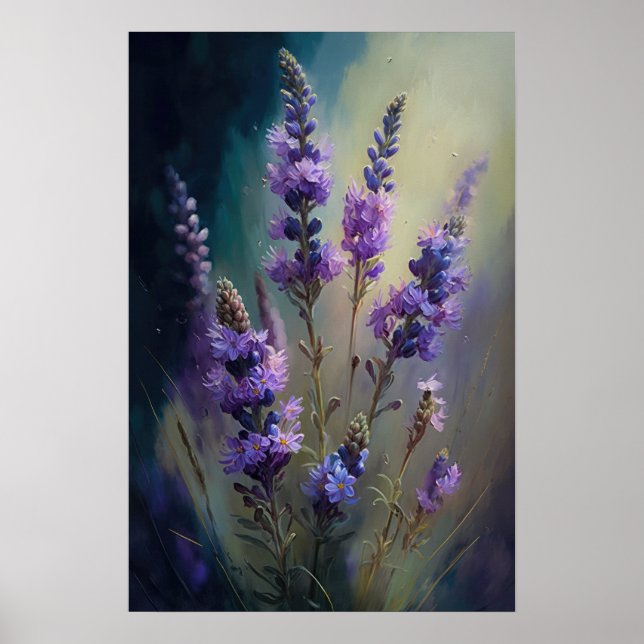 Poster de impresión de arte con flores de lavanda (Frente)