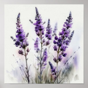 Poster de impresión de arte con flores de lavanda