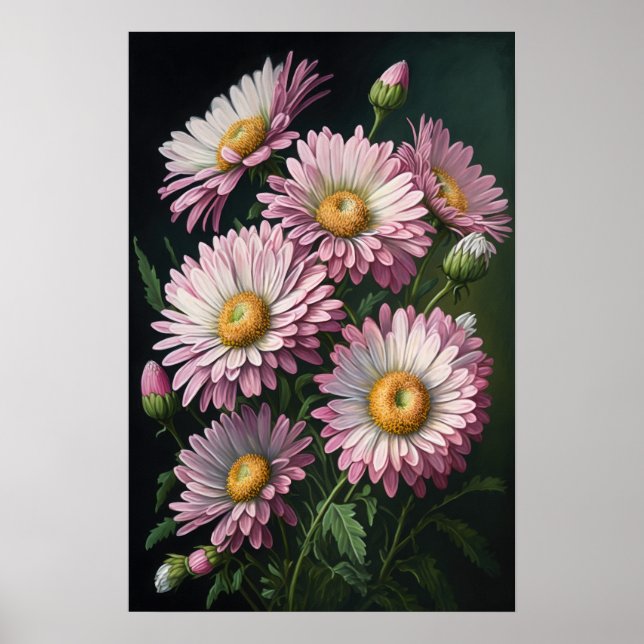 Poster de impresión de arte con flores de margarit (Frente)