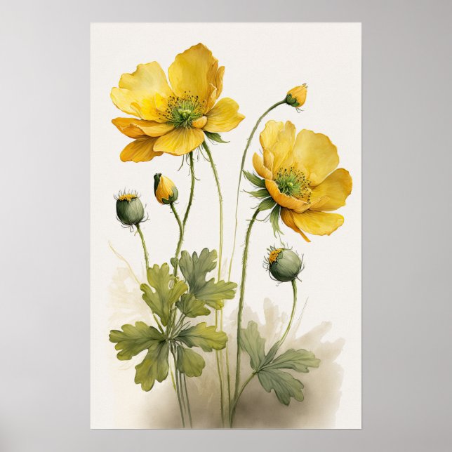 Poster de impresión de arte con flores de mariposa (Frente)