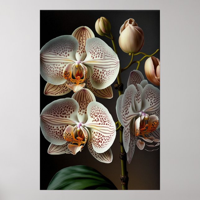 Poster de impresión de arte con flores de orquídea (Frente)
