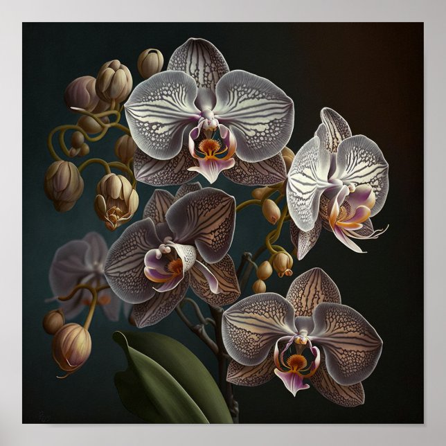 Poster de impresión de arte con flores de orquídea (Frente)