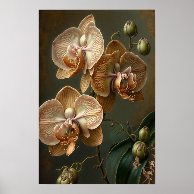 Poster de impresión de arte con flores de orquídea (Frente)