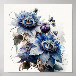 Poster de impresión de arte con flores de pasión a