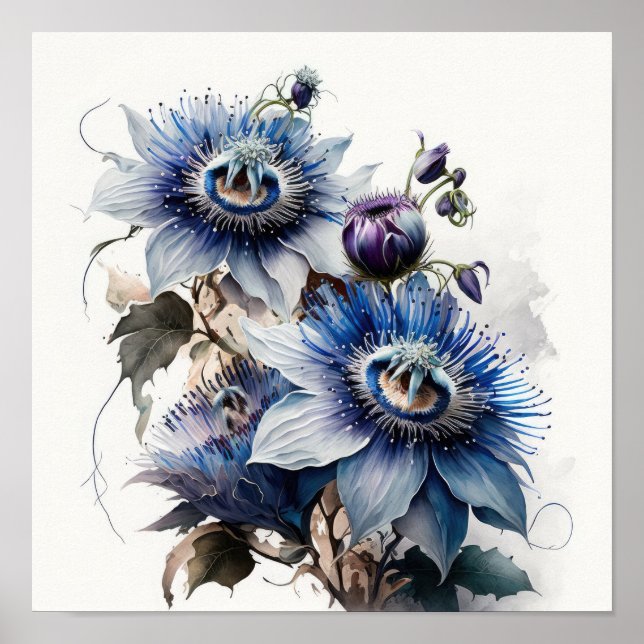 Poster de impresión de arte con flores de pasión a (Frente)