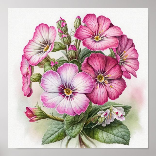 Poster de impresión de arte con flores de rosa de  (Frente)