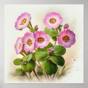 Poster de impresión de arte con flores de rosa de