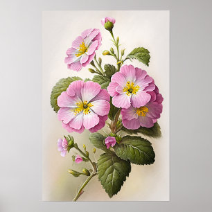 Poster de impresión de arte con flores de rosa de