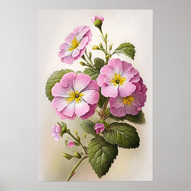 Poster de impresión de arte con flores de rosa de  (Frente)
