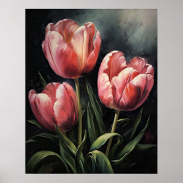 Poster de impresión de arte con flores de tulipán 