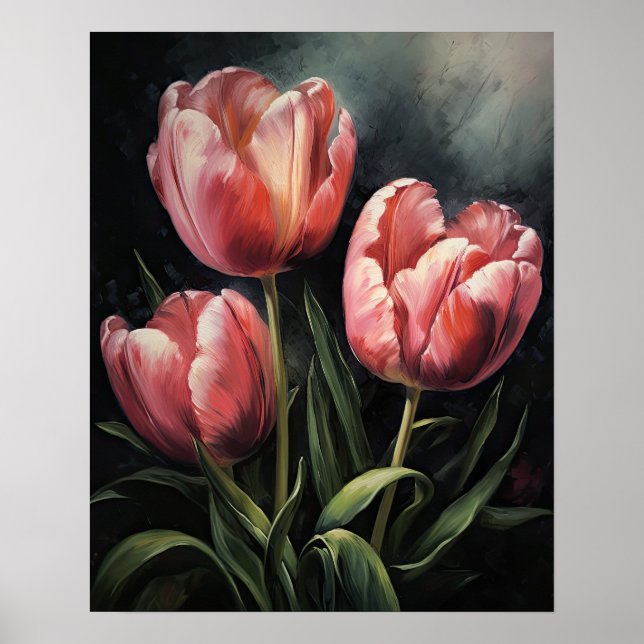 Poster de impresión de arte con flores de tulipán  (Frente)