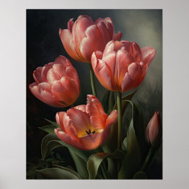 Poster de impresión de arte con flores de tulipán 