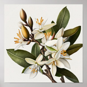 Poster de impresión de arte con flores de vainilla