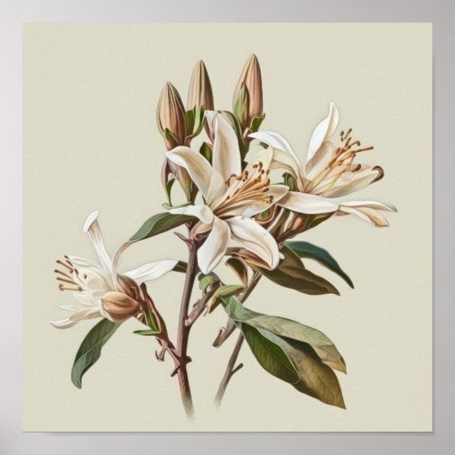 Poster de impresión de arte con flores de vainilla (Frente)